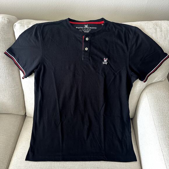 Psycho Bunny Other - Psycho Bunny Men's Black Pima Cotton Short Sleeve Henley Shirt Size 5 / L EUC